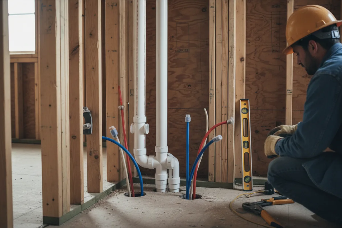 Drain and supply rough-in during Sump Pump Repair in Saint Louis