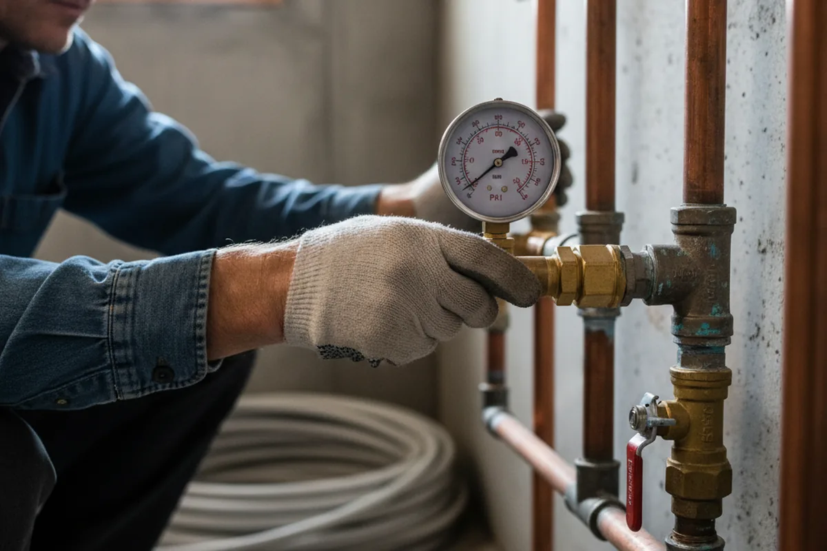 Pressure testing a repaired line during Water Line Repair in Saint Louis